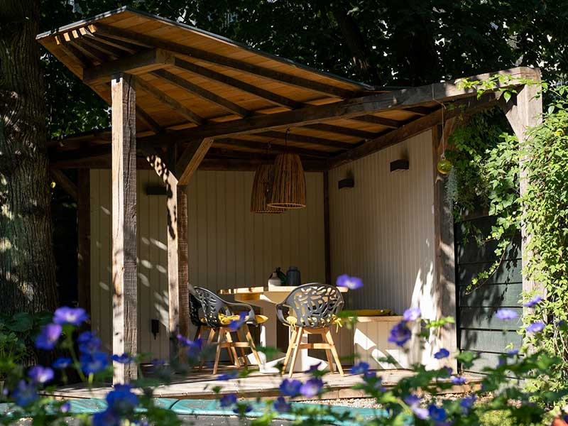 Beautiful garden pavilion with outdoor seating